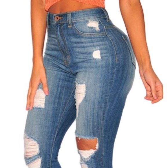 FLcraftyGirl Denim - Ripped High Waist Skinny Jeans
